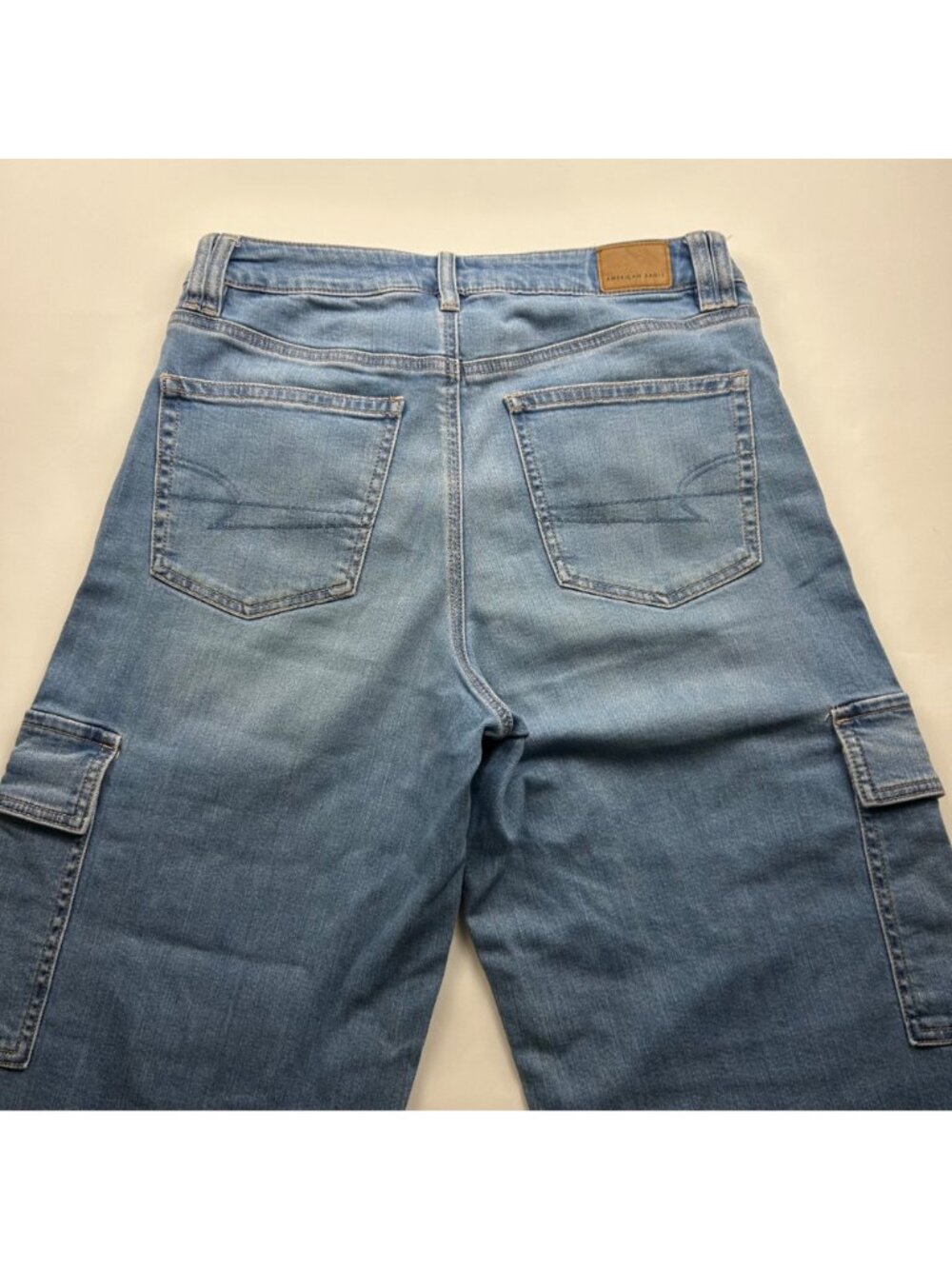 SHORT American Eagle Stretch Denim High Rise Baggy Cargo Jeans 10S - Picture 7 of 7